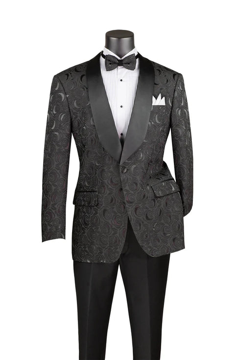 Black Regular Fit Blazer Shawl Lapel with Matching Bow Tie