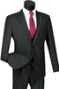 Mens Slim Vested Tuxedo Suit with Satin Trim in Black