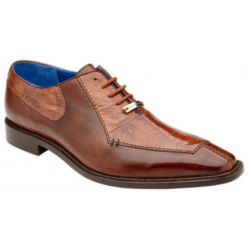 Belvedere Biagio Antique Peanut Genuine Ostrich Leg Soft Calf Shoes
