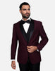 Statement Men's Burgundy with Black Lapel Vest 100% Wool Tuxedo