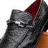 Marco Di Milano Fabro Men's Shoes Black Exotic Crocodile Horsebit Loafers