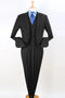 Mens Two Button Pleated Pant Classic Fit Vested Black Suit