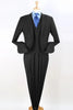 Mens Two Button Pleated Pant Classic Fit Vested Black Suit
