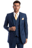 Men's Vested Two Button Solid Color Wedding & Business Suit In Indigo Blue