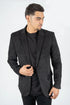 Mens Double Button Faux Suede Black Blazer