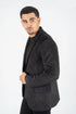Mens Double Button Faux Suede Black Blazer