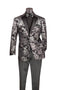 Silver Modern Fit Velvet Jacket Metallic Design