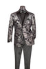 Silver Modern Fit Velvet Jacket Metallic Design