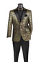 Gold Modern Fit Jacquard Jacket Metallic Design with Matching Bow Tie