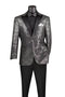 Silver Modern Fit Jacquard Jacket Metallic Design with Matching Bow Tie