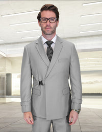 2PC Italian Super 200's Wool Suit Modern Fit in Gray
