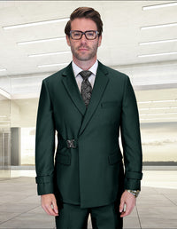 2PC Italian Super 200's Wool Suit Modern Fit in Hunter