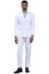 White Wedding Suit For Men - Perfect For Groom - Men's Designer Stacy Adams Classic Double Breasted Suit In White