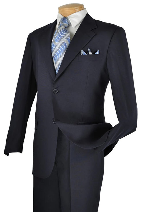 Mens 2 Button Classic Poplin Navy Suit