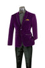 Purple Slim Fit Velvet Sport Coat Single Breasted 2 buttons