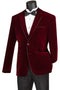 Wine Slim Fit Velvet Sport Coat Single Breasted 2 buttons
