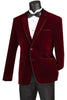 Wine Slim Fit Velvet Sport Coat Single Breasted 2 buttons