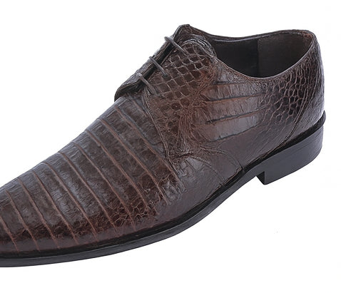 Los Altos Men's Brown Crocodile Shoes Italian Toe Gator Shoes