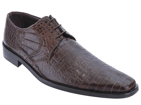 Los Altos Men's Brown Crocodile Shoes Italian Toe Gator Shoes