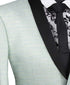Aqua Metallic Stripe Slim Fit Jacket 2 Button Shawl Lapel