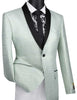 Aqua Metallic Stripe Slim Fit Jacket 2 Button Shawl Lapel