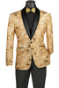Champagne Embroidery Slim Fit Jacket Shawl Lapel with Bow Tie