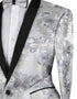 Silver Embroidery Slim Fit Jacket Shawl Lapel with Bow Tie