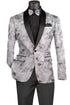 Silver Embroidery Slim Fit Jacket Shawl Lapel with Bow Tie