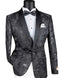 Black Embroidery Slim Fit Jacket Shawl Lapel with Bow Tie