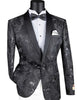 Black Embroidery Slim Fit Jacket Shawl Lapel with Bow Tie