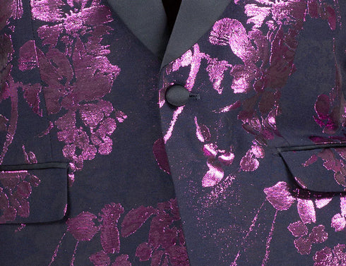 Lavender Slim Fit Fashion Jacket Shawl Lapel with Bow Tie