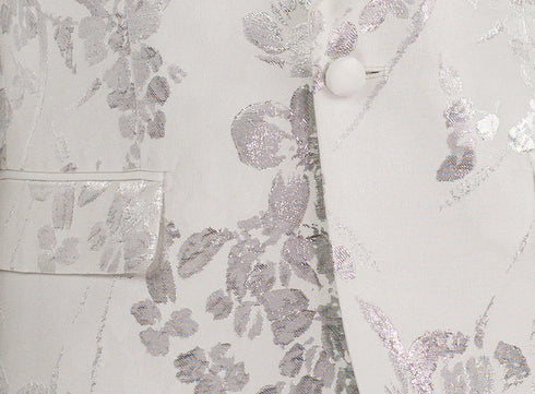 White Slim Fit Fashion Jacket Shawl Lapel with Bow Tie