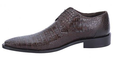 Los Altos Men's Brown Crocodile Shoes Italian Toe Gator Shoes