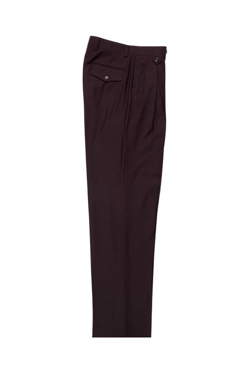 Tiglio Luxe Burgundy Wide Leg, Pure Wool Dress Pants 2576