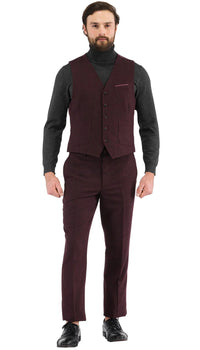 1920's Men's Clothing - Tweed Suit - Herringbone 1920s Mens Suit - Vintage Burgundy Suit