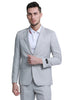 Men's Two Button Peak Lapel Summer Linen Style Beach Wedding Suit in Light Grey