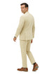 Mens Two Piece Linen Suit Relaxed Hybrid Fit No Collar