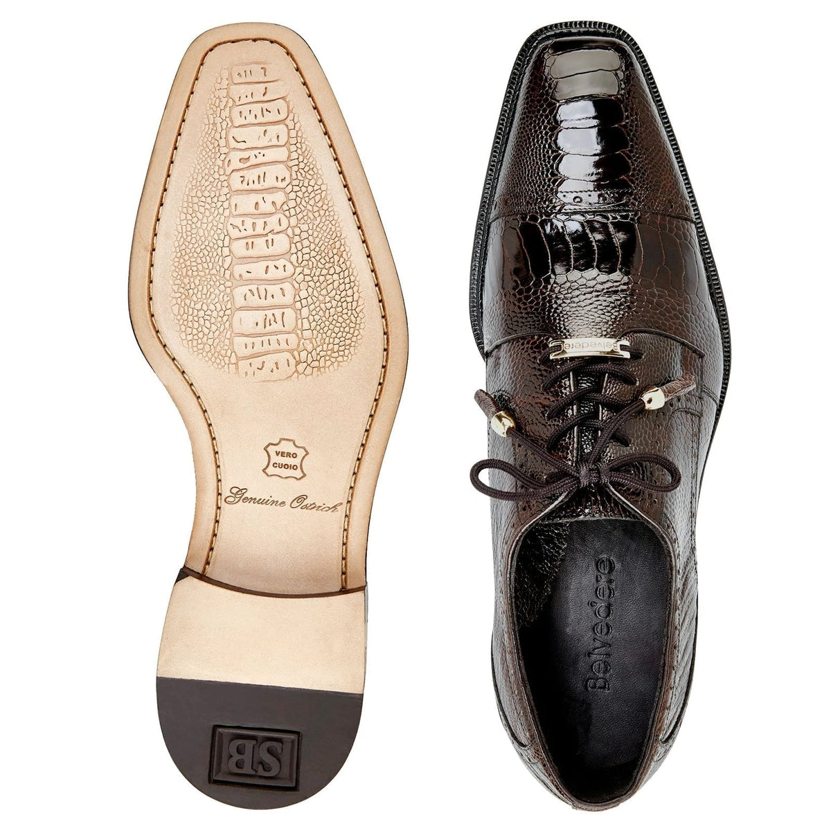 Belvedere - Batta, Genuine Ostrich Leather Dress Shoe - Pink / White - 14006