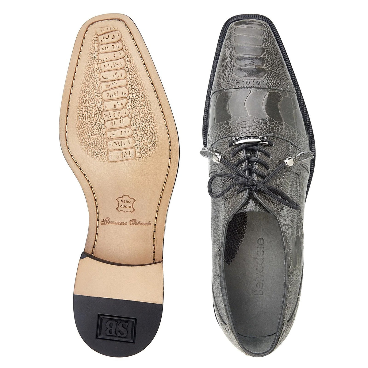 Men's Belvedere Batta Ostrich Cap Toe Derby Dress Shoe – Olive