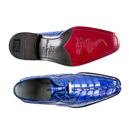 Mens Belvedere Colombo Caiman Crocodile Hornback Dress Shoe in Black