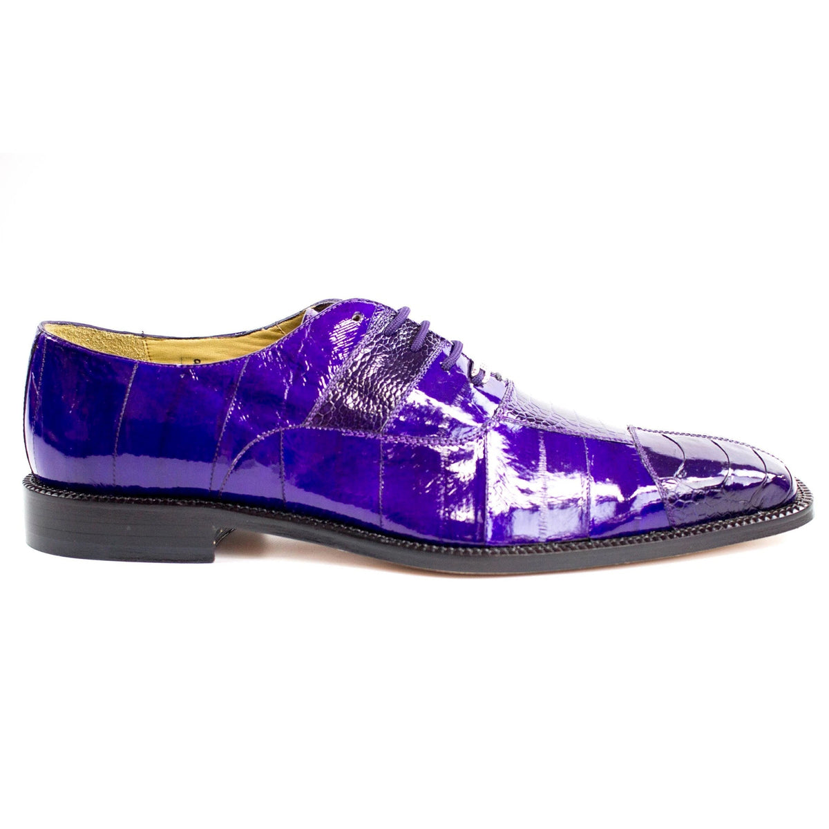 Men's Belvedere Mare Ostrich Leg & Eel Skin Dress Shoe in Purple