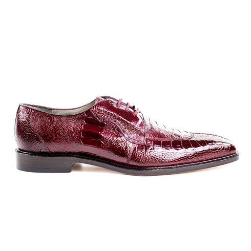 Mens Belvedere Siena Ostrich Leg Split Toe Dress Shoe in Burgundy