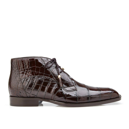 Mens Belvedere Stefano Alligator Dress Boot in Brown