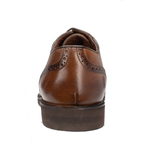 Mens Belvedere Grant Calf Skin & Crocodile Split Toe Dress Shoe in Almond Tan & Brown