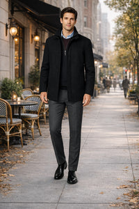 Big tall black car coat – wool charcoal coats men