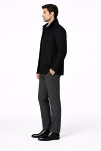Big tall black car coat – wool charcoal coats men
