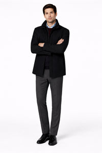 Big tall black car coat – wool charcoal coats men