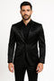 Black Satin Flex Two-Piece Suit – Slim Fit Sport Coat and Matching Pants