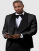 Black Tuxedo - Vested Square Mens Paisley Prom and Wedding Suit - Black Prom Suit