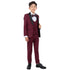 New Stacy Adams Boys Burgundy Tuxedo Set, 5-Piece Black Shawl Collar
